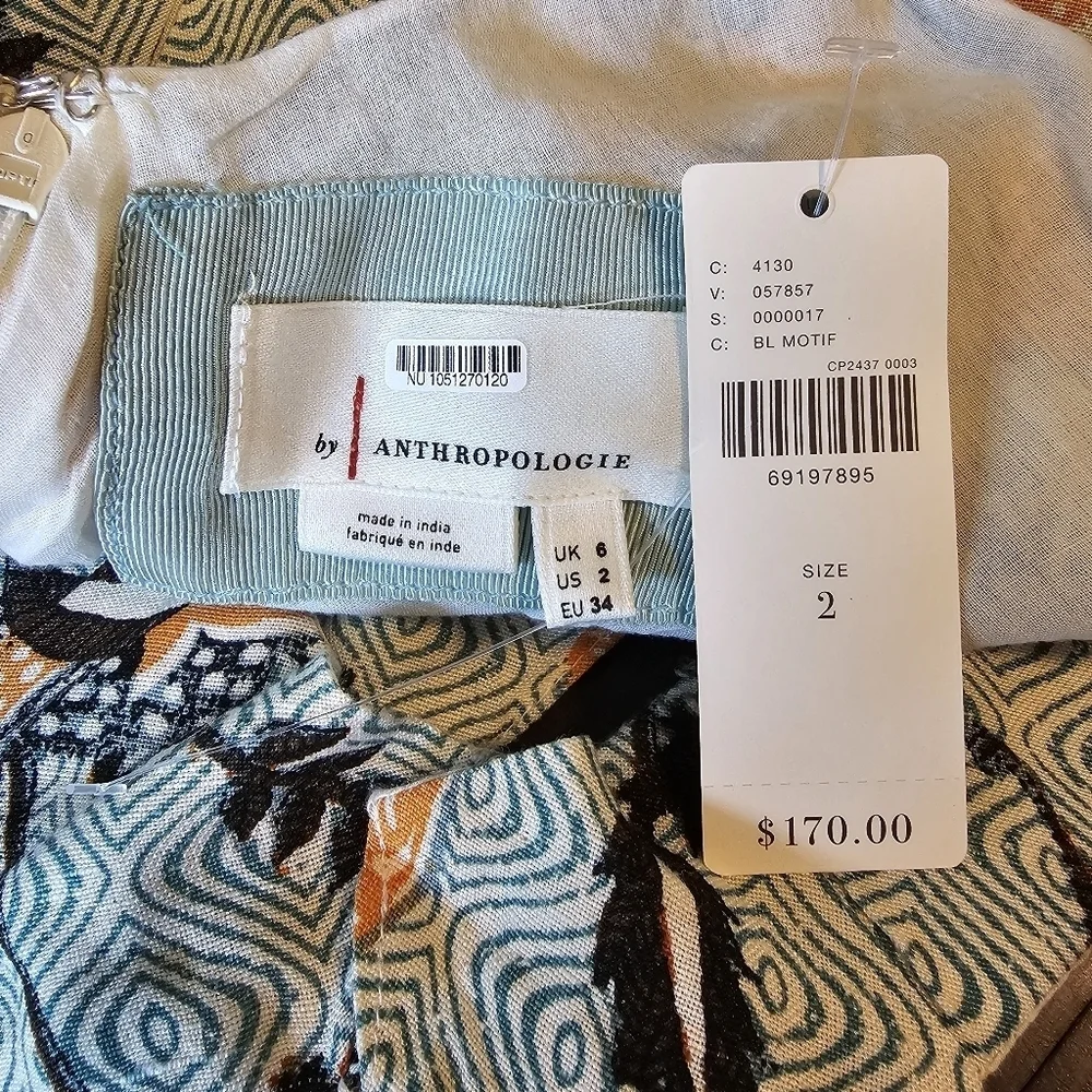 By Anthropologie Floral Sleeveless Halter Slim Midi Dress, Size 2, NWT